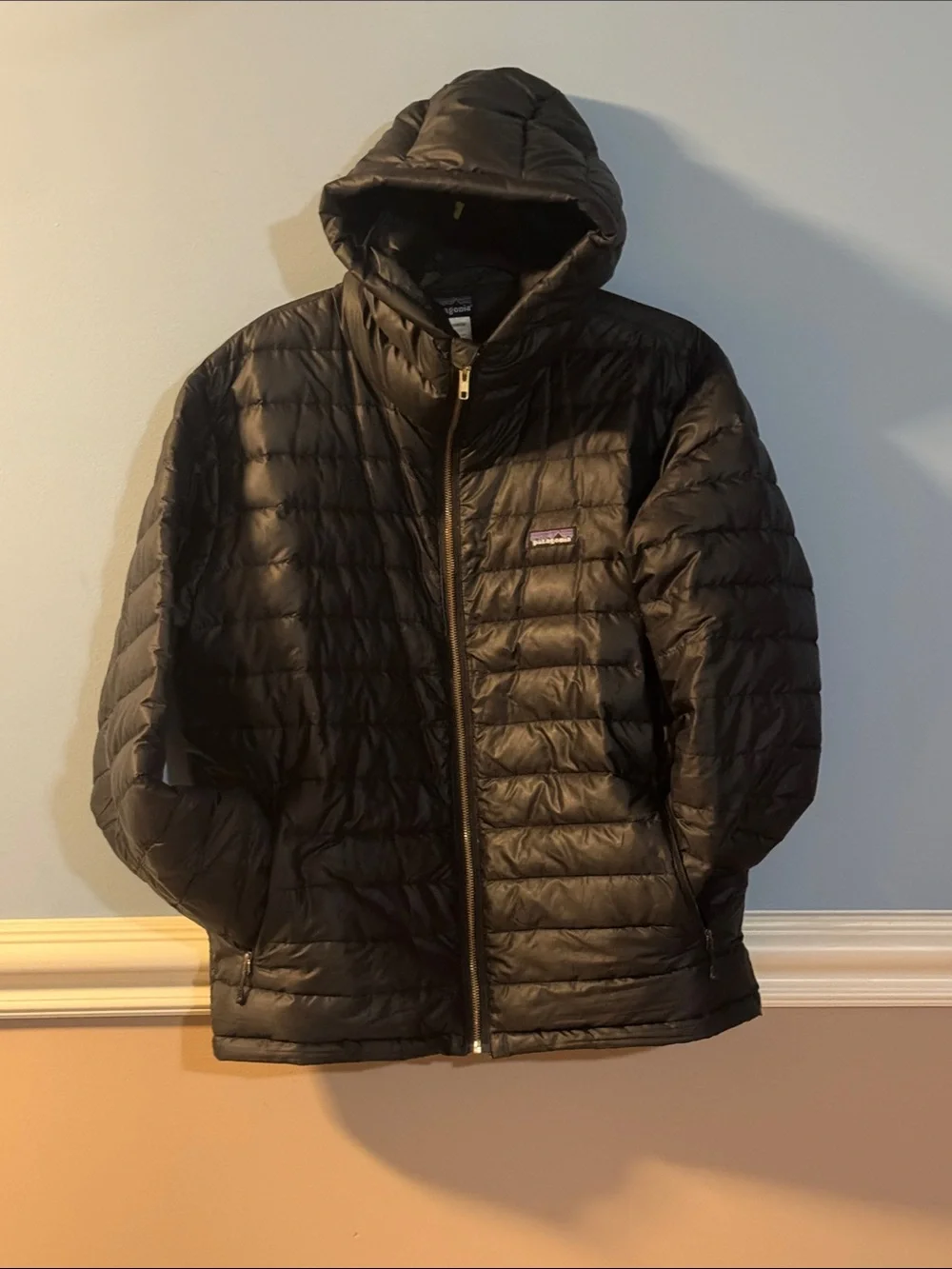 Men’s Patagonia Black Hooded Down Sweater Lightweight Puffer Jacket